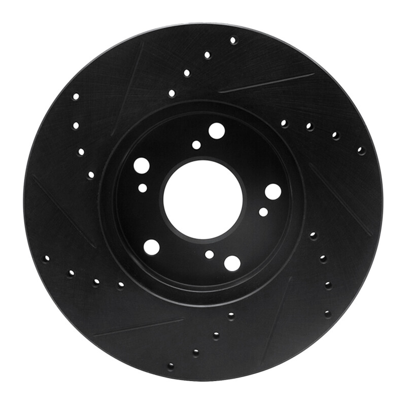 Honda Civic Brake Rotor (1) - Front Right - R1 Concepts - Drilled & Slotted - Black - `06-`15